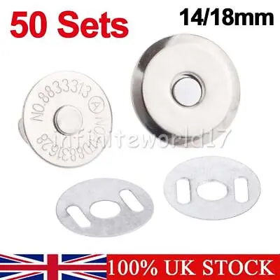 £11.99 • Buy X50 14/18mm Magnetic Button Snap Clasps Fasteners Closures For Purse Bag Crafts
