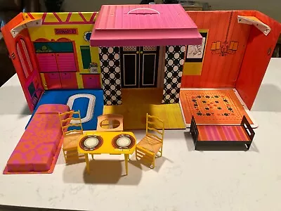 Vintage 1066 Mattel 1968 Barbie Family House Case Vinyl Foldout W Furniture Nice • $45