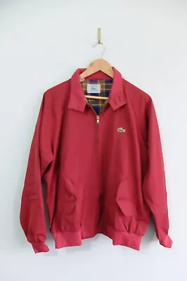 Vintage 80's Lacoste IZOD Cotton Jacket | Burgundy | L *stained/missing A Button • £35