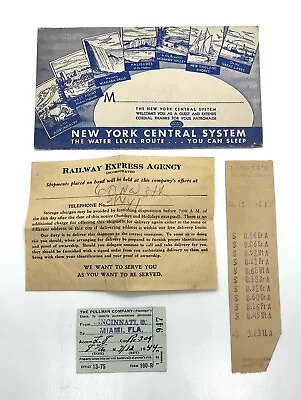 Vintage New York Central System Train Ticket & Pullman Stub Cincinnati To Miami • $19.99