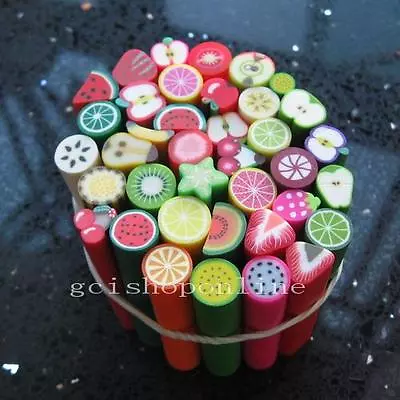 Lot Of 30 Nail Art Cane Clay Fruit Slice DIY Mixed Fimo Polymer FS 10X50mm • $3.99