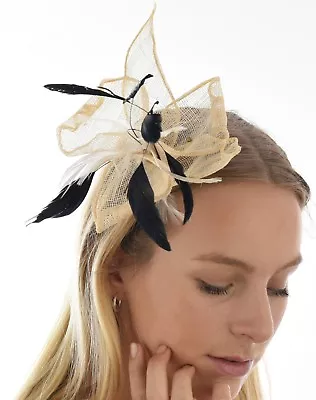 $7.95 • Buy Spring Race Racing Melbourne Cup Party Feather Fascinator Brooch Cream Beige