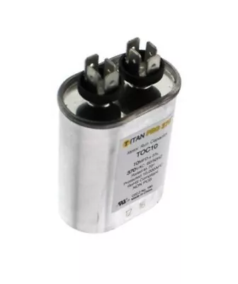 Run Cap 10 MFD 370vac Electric Motor Run Oil Fill Capacitor Uf HVAC Titan Oval • $7.89