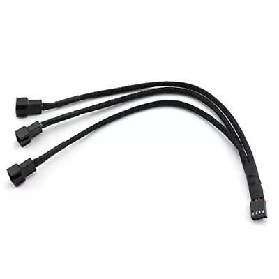  4Pin Ways PWM Fan Splitter Cable Black Sleeved Fan Power Extension 1 To 3 • $11.63