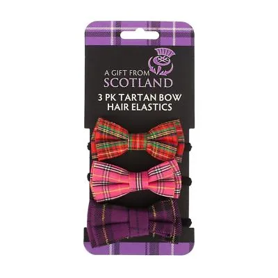Scottish Pack Of 3 Tartan Bows Hair Elastics Gift Souvenir • £4.99