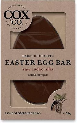 Cox&Co - 2 X Small Cacao Nibs Single Origin 85% Dark Chocolate Easter Egg...  • £12.90