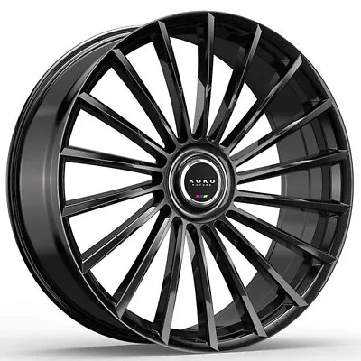 22  Staggered Koko Kuture Wheels Urfa Gloss Black Flow Formed Floating Cap Rims • $1999