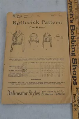 Sewing Pattern #1729 Delineator Butterick Edwardian Blouse Sz 36 Original 1900 • £47.29