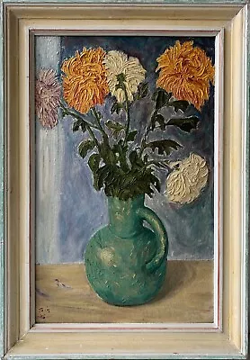 Oil Painting Impressionist Still Life With Asters Flowers Signed 1946 • $160.19