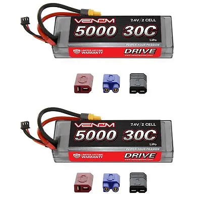 Venom 30C 2S 5000mAh 7.4V Sport Power LiPo ROAR With UNI Plug X2 Packs • $119.98