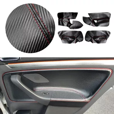 Door Panel Carbon Texture Microfiber Leather Cover For VW Golf 5 Jetta 2005-2010 • $40.49