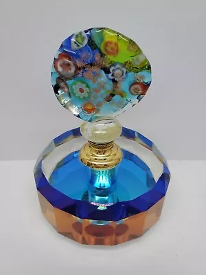 Art Glass Millefiori Iridescent Perfume Bottle With Stopper • $17.99