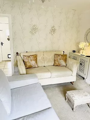 Laura Ashley Drop Arm Sofa Cream Jaquard Very Well Made And Comfortable 170cm • £200