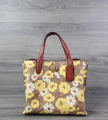 Coach Tote Signature Floral Willow 24 Handbag C9721 (Tan Rust Multi) • $210