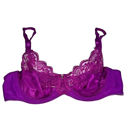 Chantilly Maidenform #7329 36B Bright Plum Satin & Lace Vintage Bra • $55