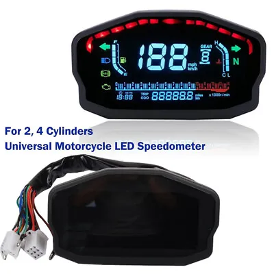 Universal Motorcycle Digital Dash Digital Panel LED LCD Speedometer Odometer Kit • $43.60