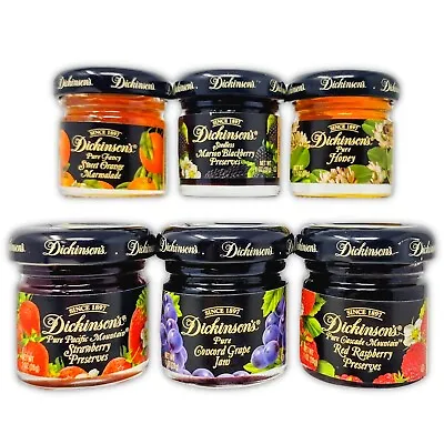 6 DICKINSON'S Preserves Jam Jelly Honey Multi Flavors Miniature 1oz Sealed Jars • $15.99