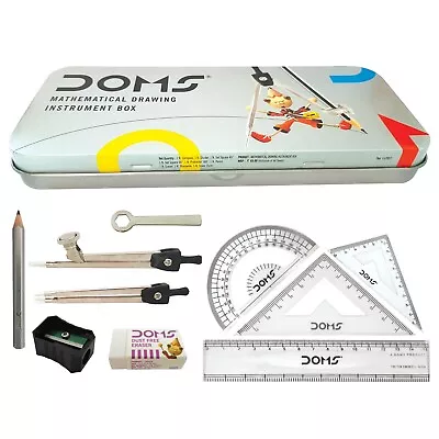 £6.49 • Buy DOMS - 9 Pieces Maths Geometry Box Ruler Protractor Set Square School Compass