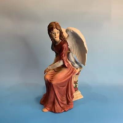 O'Well Grandeur Noel Porcelain Angel Of Patience Figurine Sitting On A Pedestal • $17.47