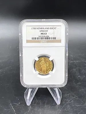 Rare 1758 Netherlands Utrecht Gold Ducat Coin - NGC MS 63 Mint State • $2299.99