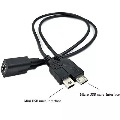 10x Mini USB Female To Micro Male Mini USB Male 2 In 1 Splitter Charging Cable • $19.99