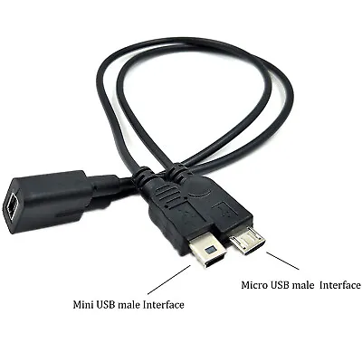 Mini USB Female To Micro USB Male Mini USB Male 2 In 1 Splitter Charging Cable • $2.49