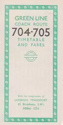 London Transport Green Line Coach Route 704 Bus Timetable Lft Mar 1960 • £2.99