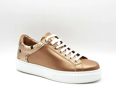 $520 MCM Women's Rose Gold Leather Low-top Sneakers MES9AMM00TC • $178.50