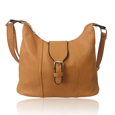 Womens Designer Style Cross Body Bag Ladies Shoulder Handbag Faux Leather • £11.99