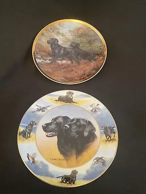 £10 • Buy X2 Royal Doulton BLACK LABRADOR PLATES - NIGEL HEMMING & Elizabeth M. Halstead