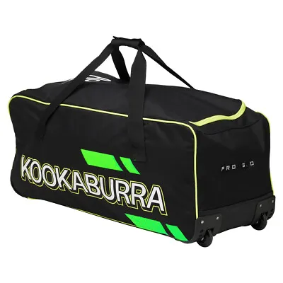 Kookaburra Pro 5.0 Cricket Bat/Gear Wheelie Travel Bag/Luggage Black /Lime • $89