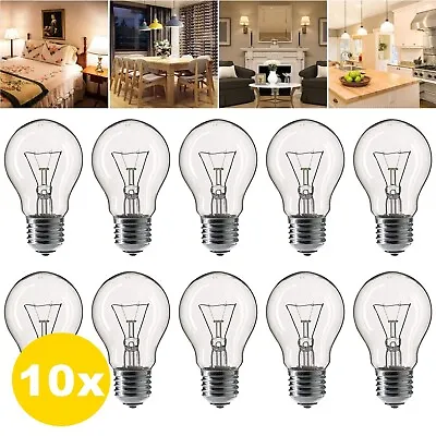 100w Watt Edison Screw Light Bulbs E27 ES Cap Fit Standard Clear GLS Bulbs X 10 • £16.99