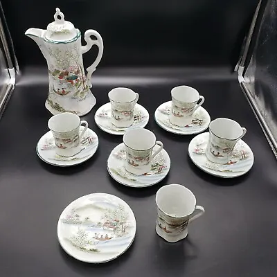 Vintage Oriental Japanese Nippon Teapot Set With 6 Cups And Saucers • $39.96