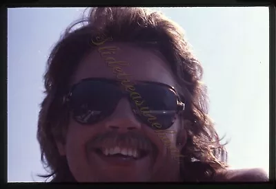 Handsome Man Mustache Sunglasses 35mm Slide 1970s • $12.99