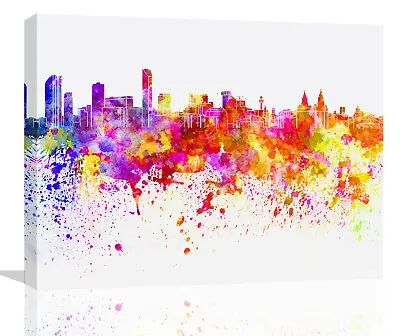 £11.99 • Buy Multi-coloured Liverpool Skyline Abstract CANVAS WALL ART Picture Print