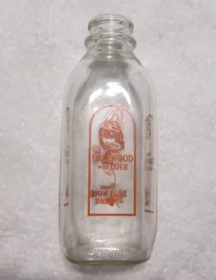 Vintage Quart Dellwood Dairy Milk Bottle Yonkers New York Orange ACL 4 Sides • $65