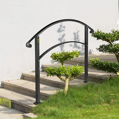 VEVOR Wrought Iron Handrail Rail Adjustable Garden Metal Stairs 3 Steps 100cm • £45.14