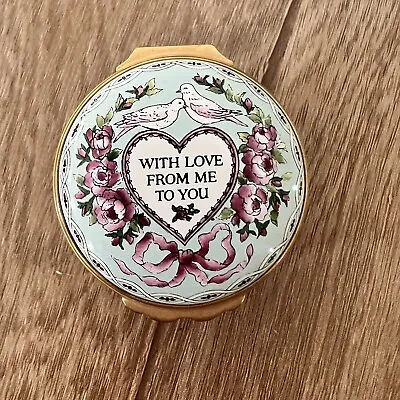 Vintage 1990 Halcyon Days Enamels England WITH LOVE FROM ME TO YOU Trinket Box • £72.28