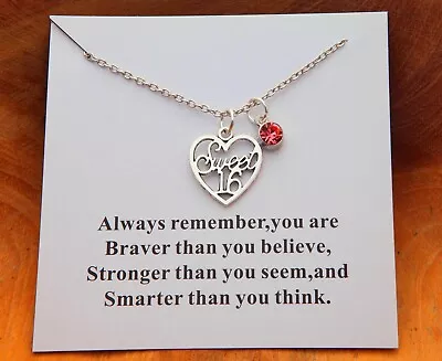 SWEET 16th 18th 21st 30th 40  BIRTHDAY Gifts Necklace+Birthsone  Birthday Gift • £3.99