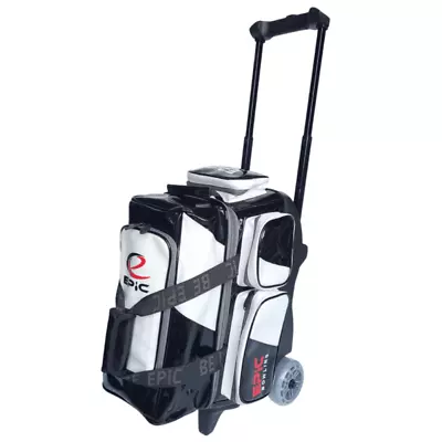 Epic Legacy 2 Ball Double Roller Black Enamel Bowling Bag • $99.95