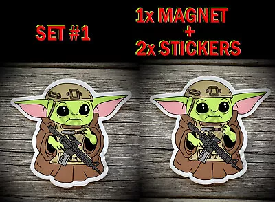 Tactical Baby Yoda Stickers + Magnets Meme Grogu Pc Fridge Magnet Ps New Sticker • $6.99