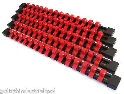 5 Goliath Industrial 3/8  Abs Mountable Socket Rail Holder Organizer Red Sh38br • $20.99