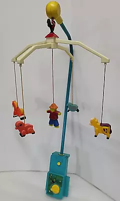 VNTG 70s Fisher Price Farm Crib Mobile Brahms Lullaby Box Scarecrow Horse Sheep • $19.99