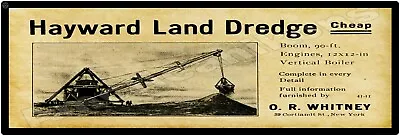 1901 Hayward Land Dredge Metal Sign 12  X 36  USA STEEL XL Size - 4 Lbs • $88.88