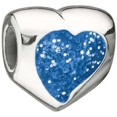 Authentic NEW Miss Chamilia Blue Glitter Heart Bead 2050-0440   RETIRED & RARE • $19.95