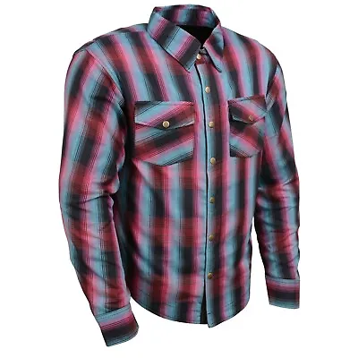 Milwaukee Leather MPM1654 Men's Plaid Flannel Biker Shirt With CE Approved Armor • $96.99