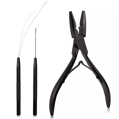 Beading Hair Extension Pliers Hair Extensions Loop Needle Pulling Hook Tool USA • $14.24