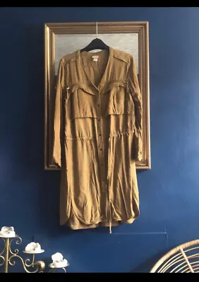 H&M Conscious Collection  Khaki Long Sleeve Utility Dress Size 10 • £4.99