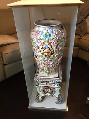 AUTHENTIC 1940’s ITALIAN PORCELAIN CAPODIMONTE MONUMENTAL VASE  WITH STAND • $1500