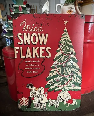 Mica Snow Flakes Box Vintage Retro Style Advertising Metal Sign 12”X8” Christmas • $18.50